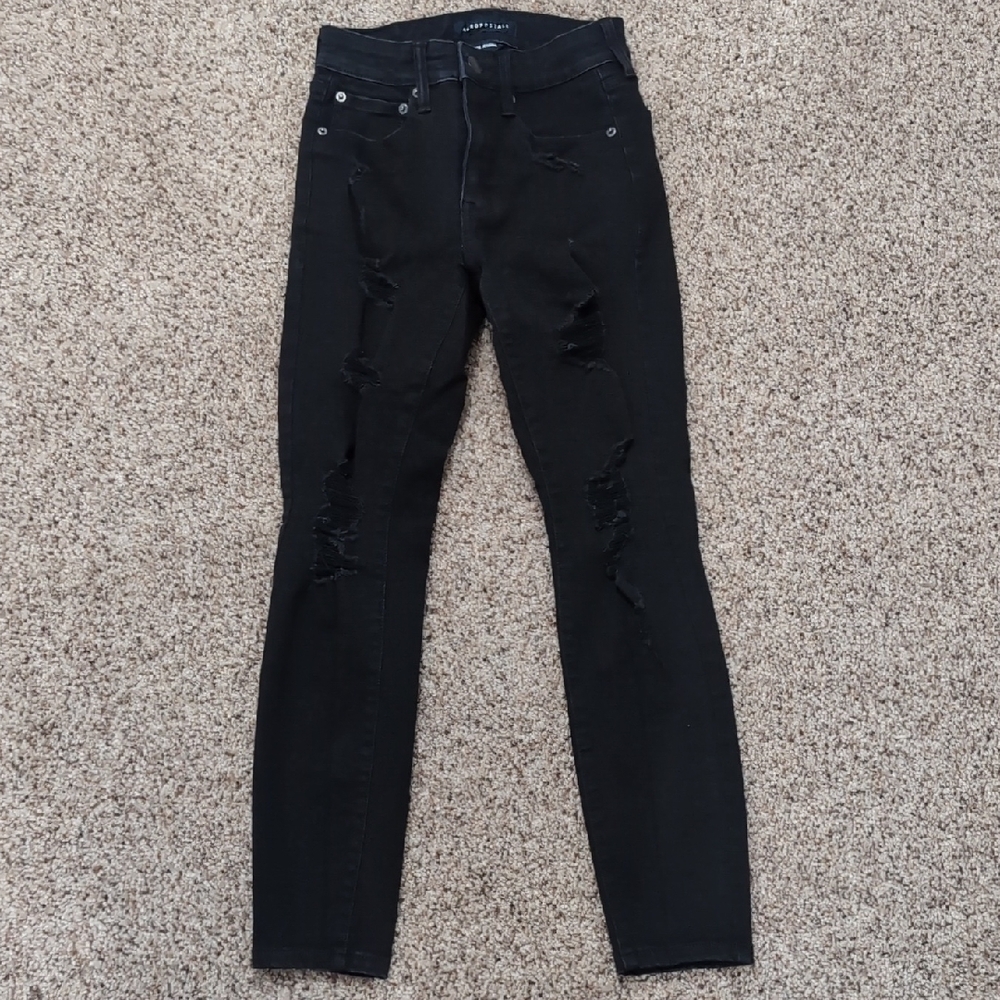 Aeropostale Black Distressed High Rise Jeggings Size 0 SHORT